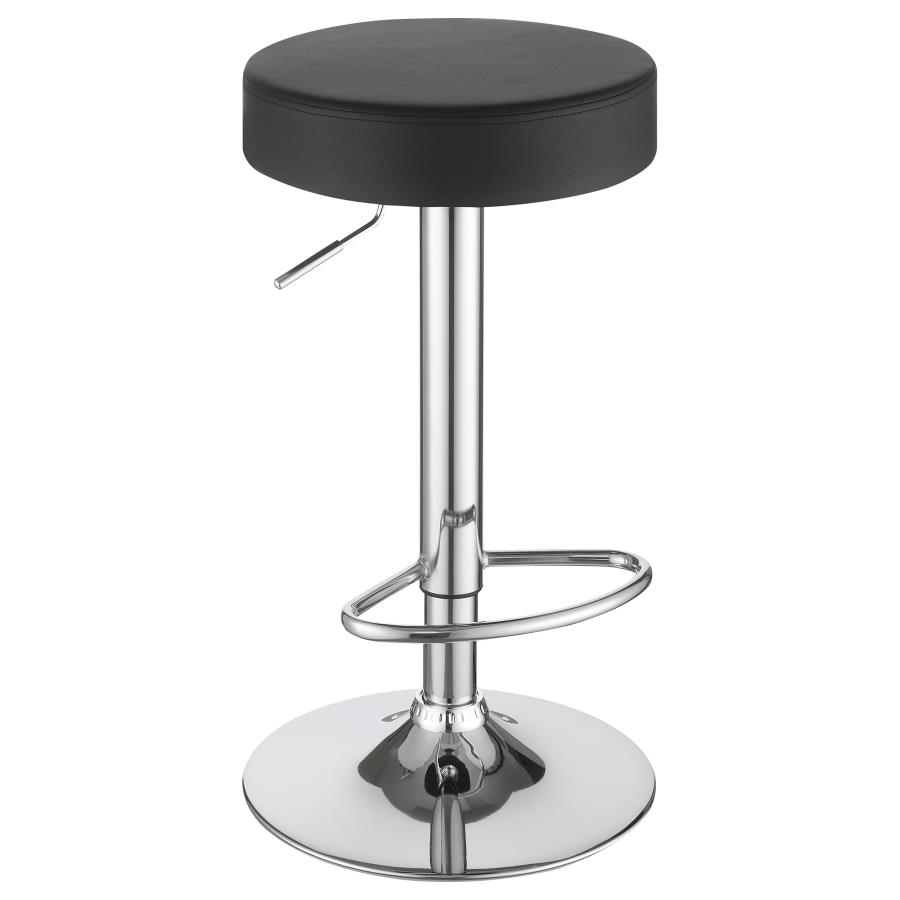 Coaster Ramses 29-inch Adjustable Bar Stool Chrome and Black 102558 Thumbnail