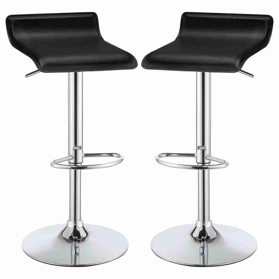 Coaster Bidwell Upholstered Adjustable Bar Stool Black (Set of 2) 120390 Thumbnail