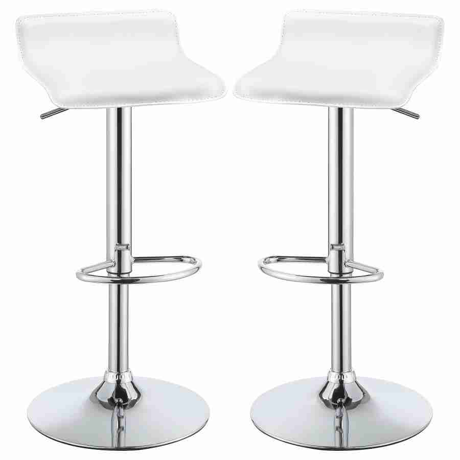 Coaster Bidwell Upholstered Adjustable Bar Stool White (Set of 2) 120391 Thumbnail