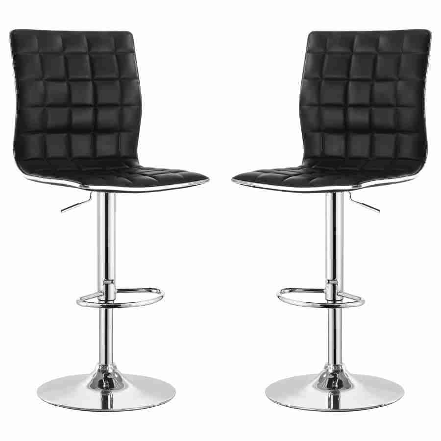 Coaster Ashbury Upholstered Adjustable Bar Stool Black (Set of 2) 122087 Thumbnail