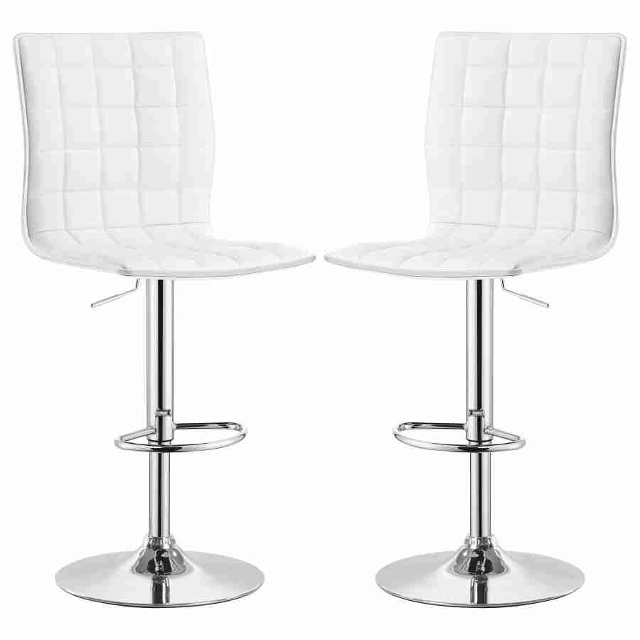 Coaster Ashbury Upholstered Adjustable Bar Stool White (Set of 2) 122089 Thumbnail