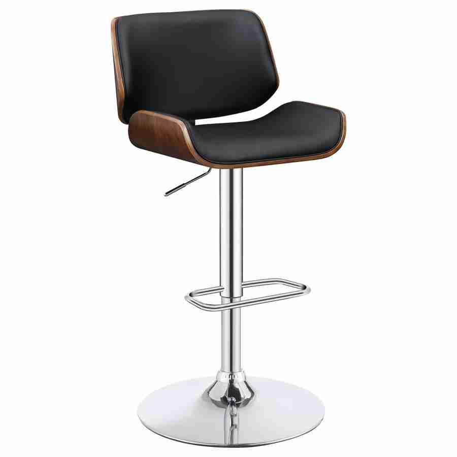 Coaster Folsom Upholstered Adjustable Bar Stool Black and Chrome 130502 Thumbnail