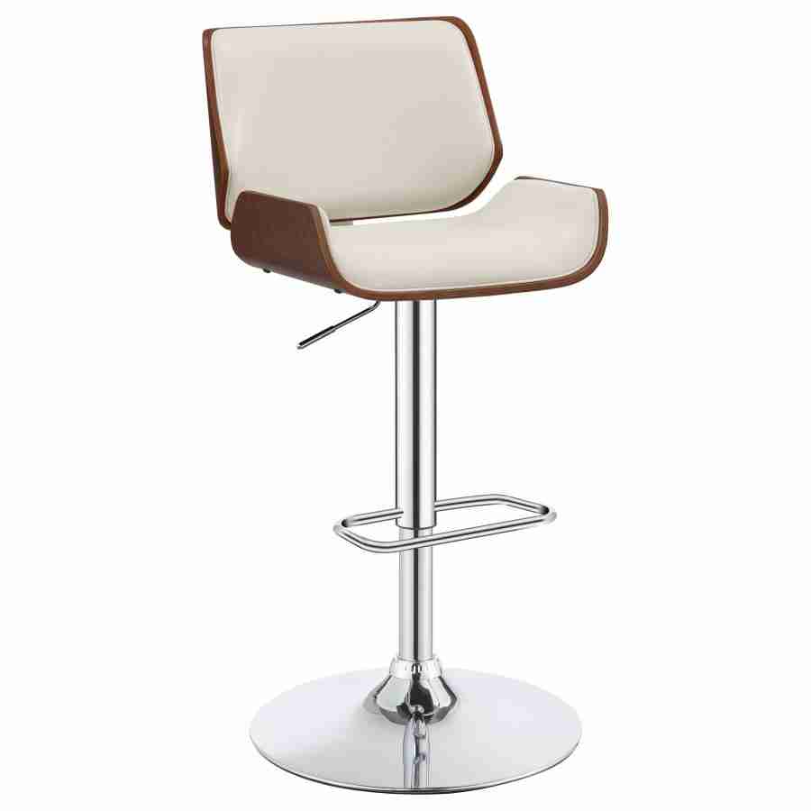 Coaster Folsom Upholstered Adjustable Bar Stool Ecru and Chrome 130503 Thumbnail