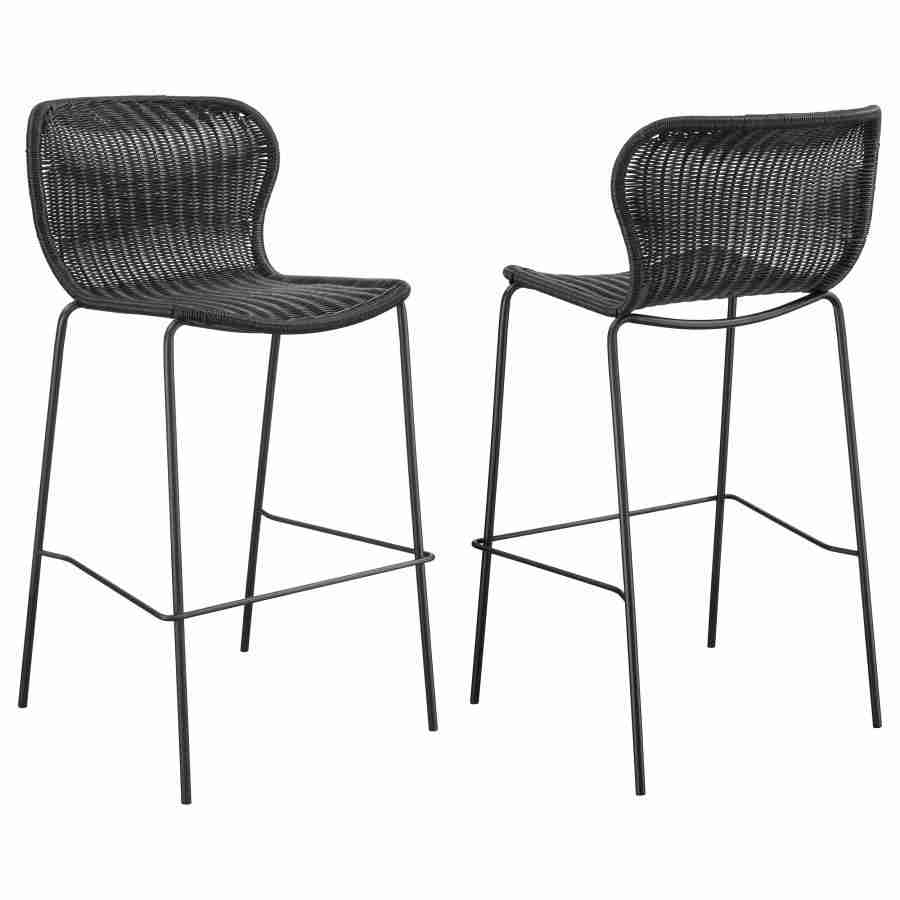 Coaster Mckinley Faux Rattan Metal Bar Chair Brown (Set of 2) 192040