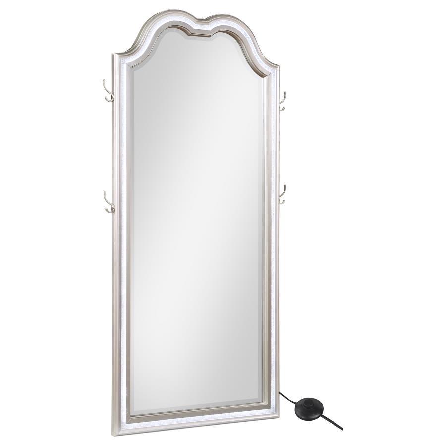 Coaster Evangeline Full Length LED Light Floor Mirror Silver Oak 223400