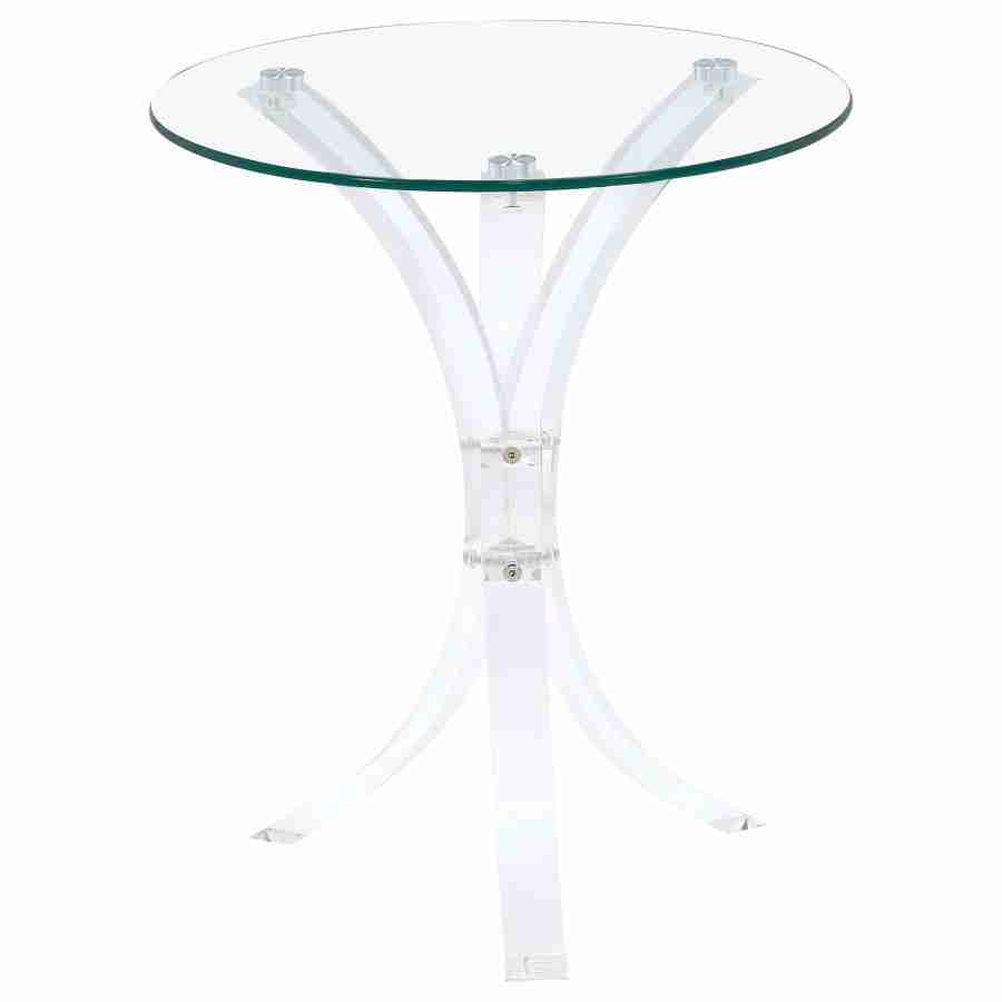 Coaster Laning Round Glass Top Acrylic Side Table Clear 900490 Thumbnail