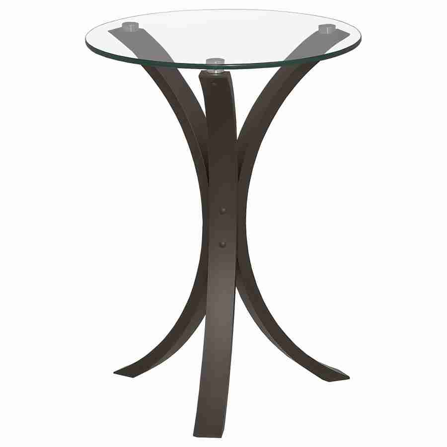 Coaster Edgar Round Glass Top Accent Side Table Cappuccino 902867 Thumbnail