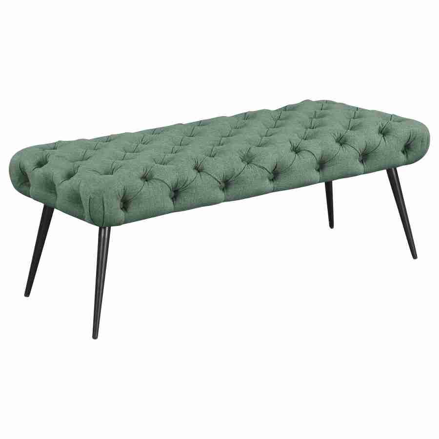 Coaster Ella Upholstered Tufted Bench Metal Legs Teal 910336