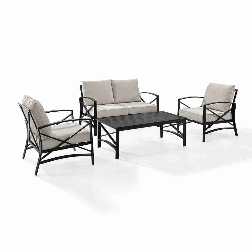 Oatmeal Oil Rubbed Bronze Kaplan 4pc Outdoor Loveseat Patio Furniture ...