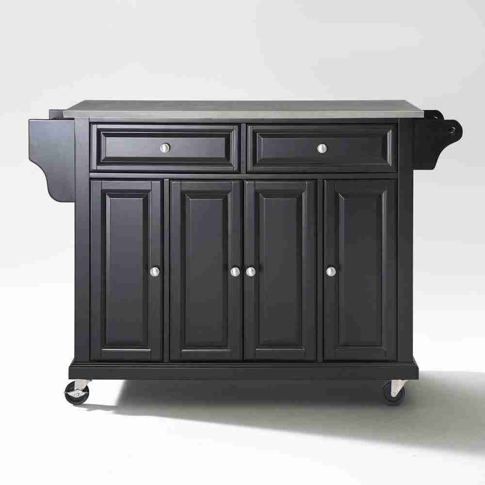 Black Full Size Stainless Steel Top Kitchen Cart Thumbnail