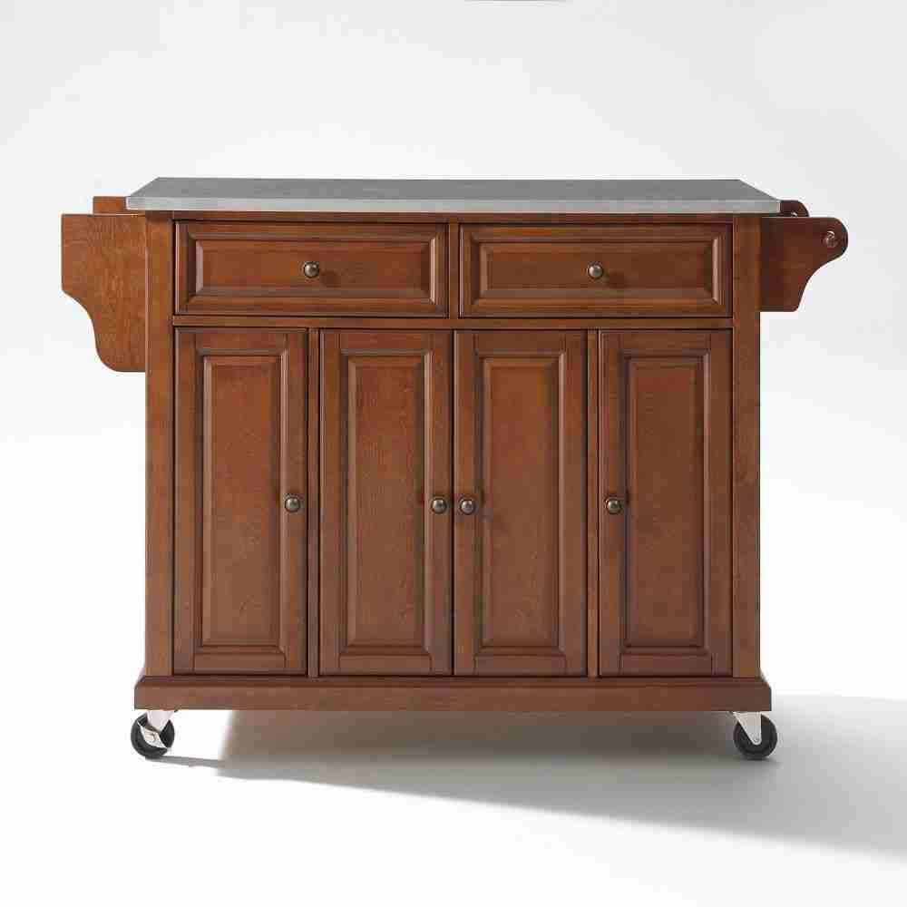 Cherry Full Size Stainless Steel Top Kitchen Cart Thumbnail