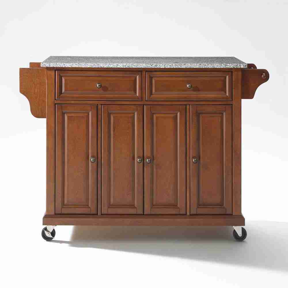 Cherry Gray Full Size Granite Top Kitchen Cart Thumbnail