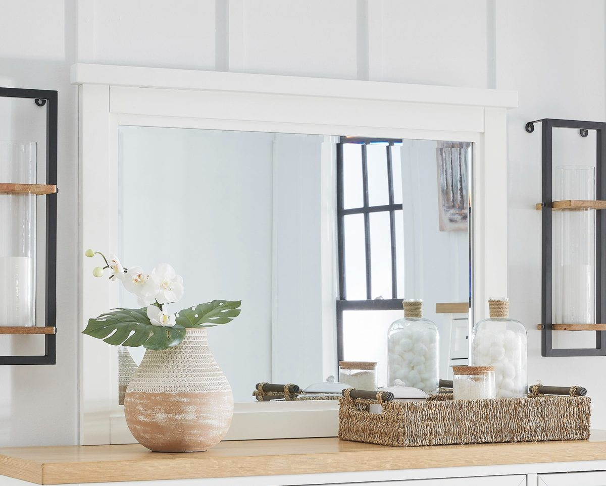 Ashley Furniture Ashbryn Bedroom Mirror in White/Natural
