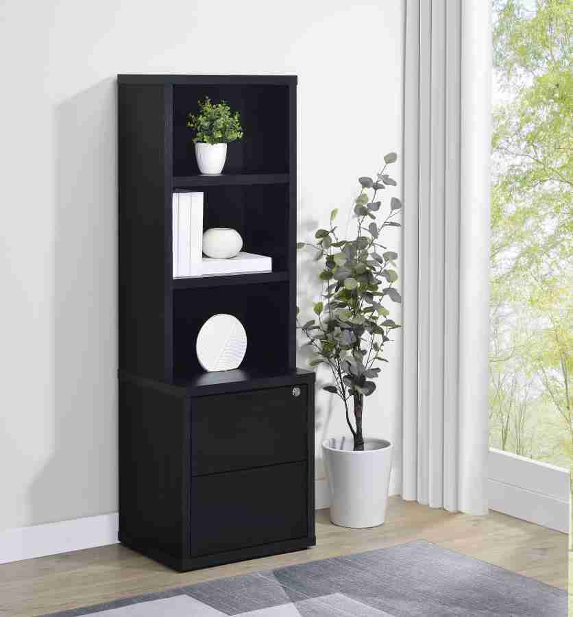 Coaster Westpark 3-shelf Bookcase USB and Lockable Drawer Black