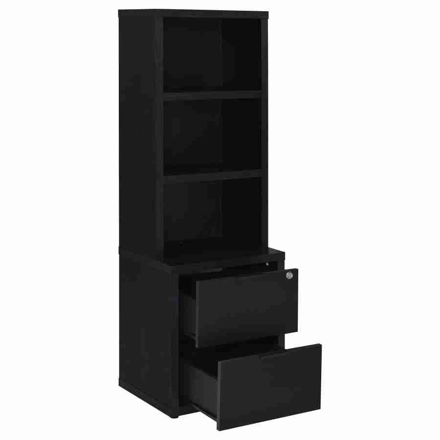 Coaster Westpark 3-shelf Bookcase USB and Lockable Drawer Black