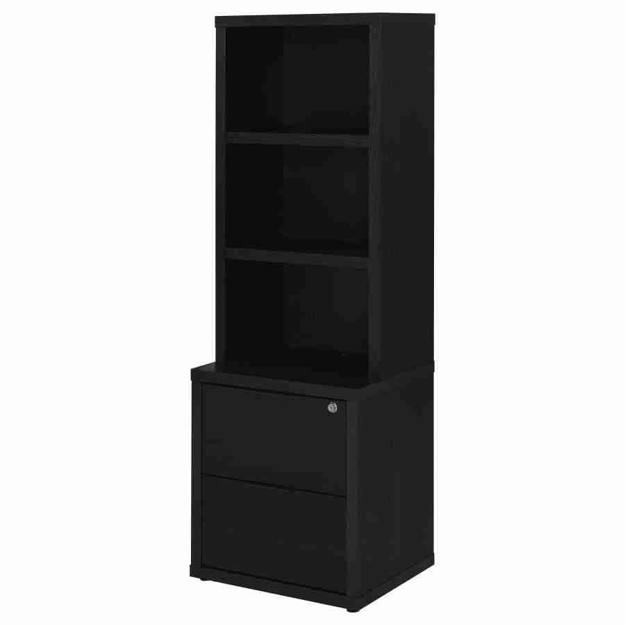 Coaster Westpark 3-shelf Bookcase USB and Lockable Drawer Black