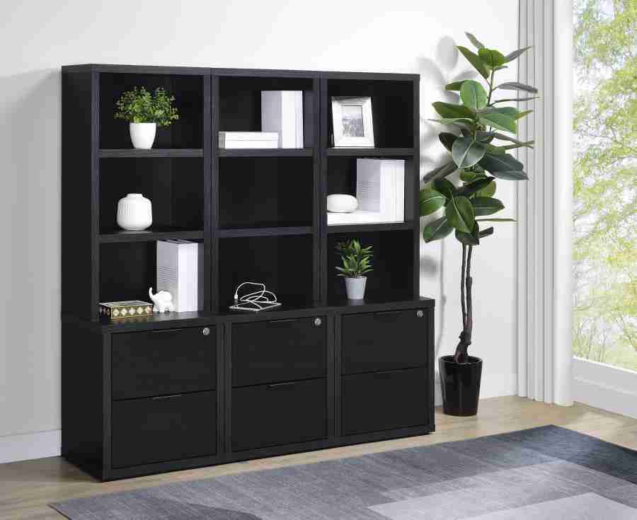 Coaster Westpark 3-shelf Bookcase USB and Lockable Drawer Black