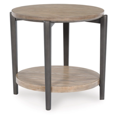 Ashley Furniture Dyonton Round End Table in Light Grayish Brown